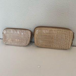 TWO Furla leather zipper pouches